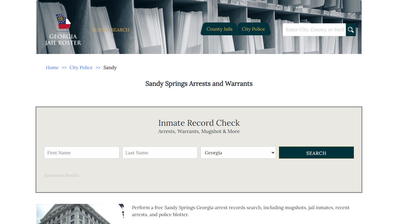 Sandy Springs Arrests and Warrants - Georgia Jail Inmate Search